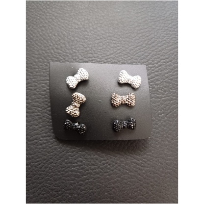 3pk Multicoloured Bow Stud Earrings