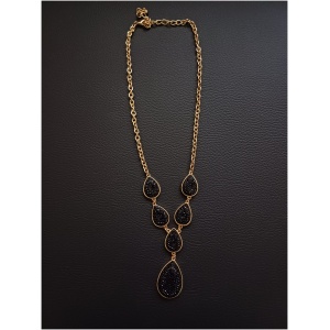 Black Sparkle Gold Chain Necklace