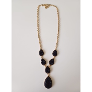 Black Sparkle Gold Chain Necklace