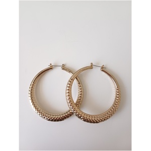 Diamond Half Cut Gold Hoop Earrings