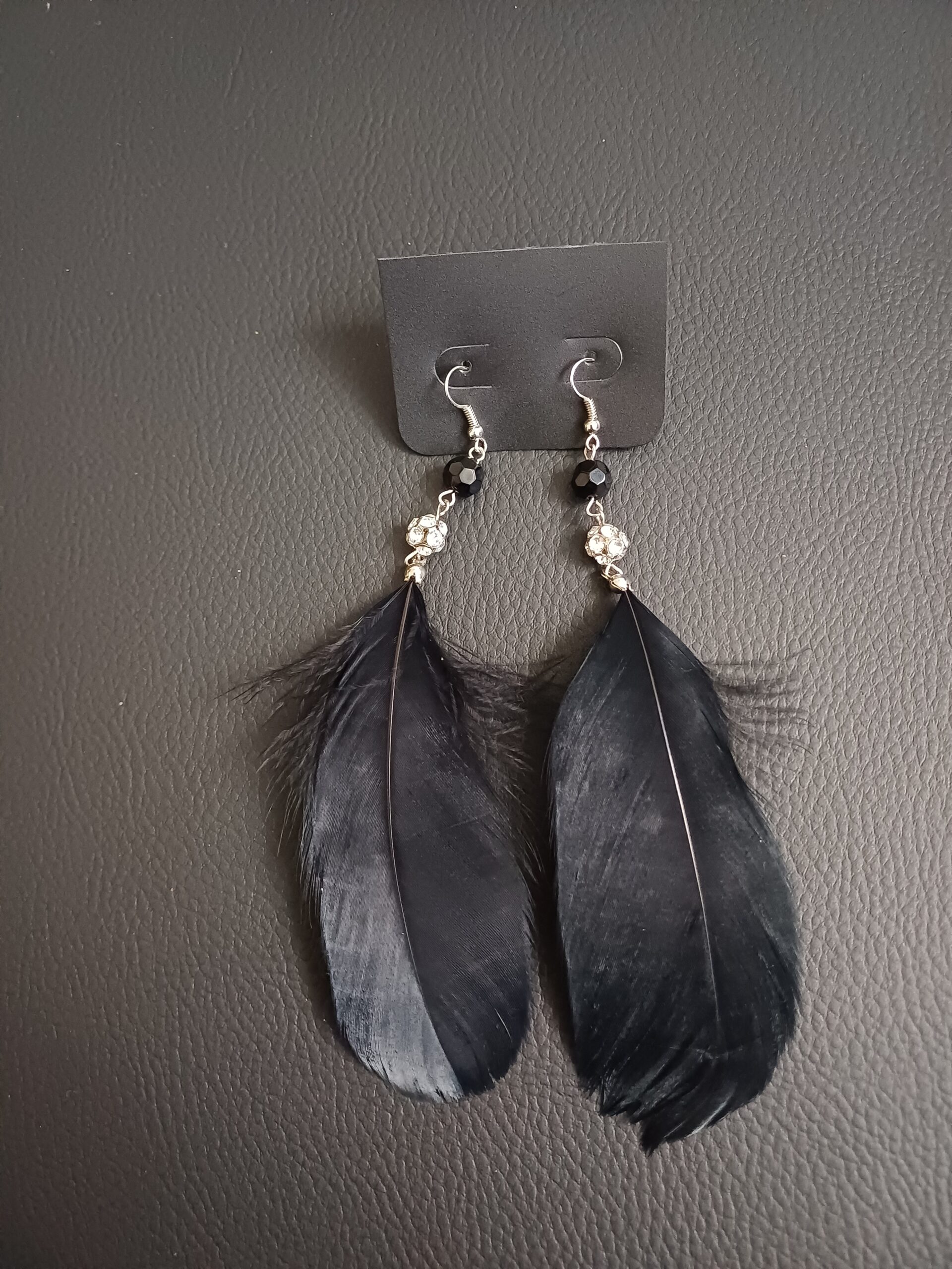 Fireball Black Feather Drop Earring