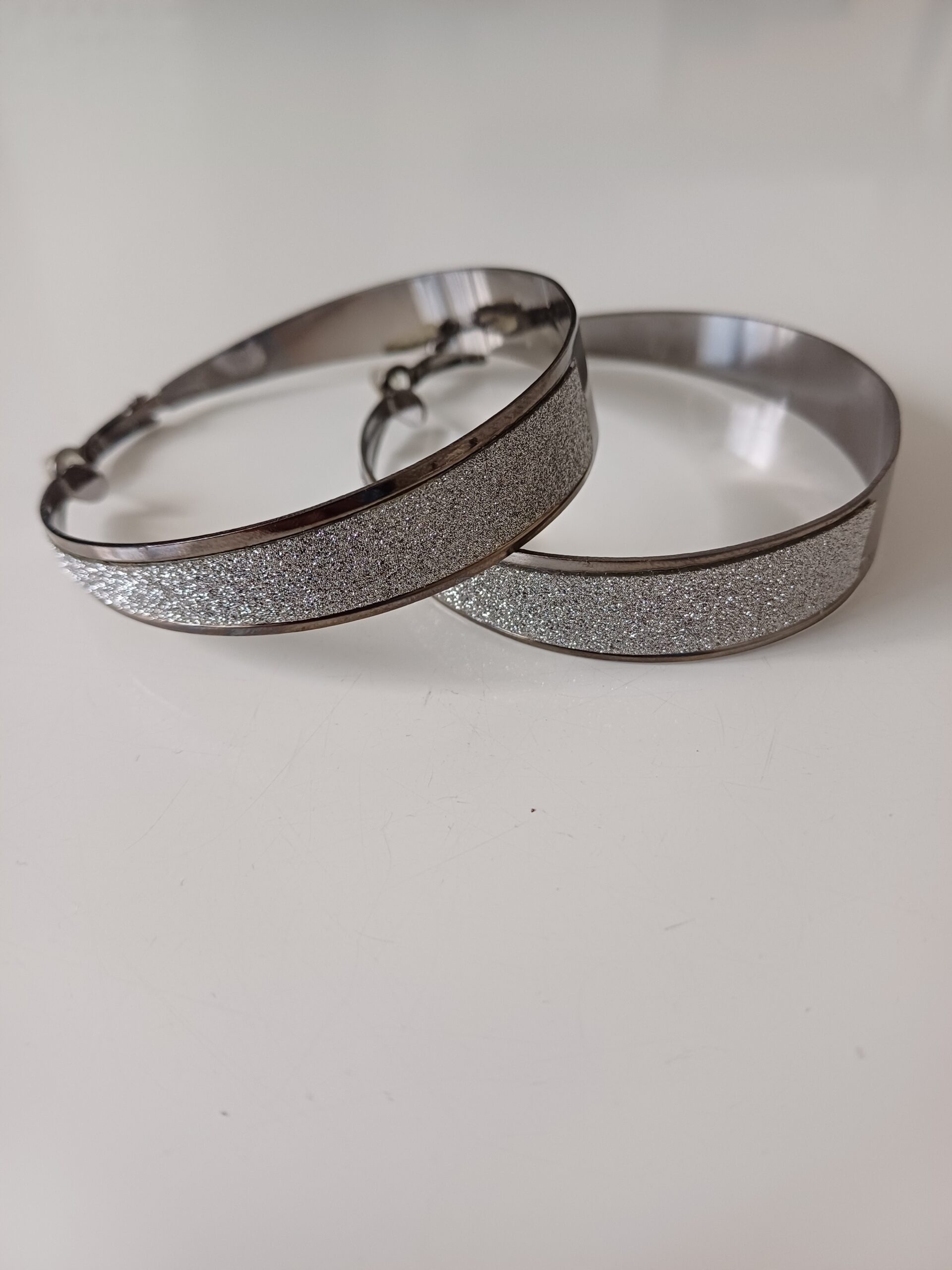 Glitter Centre Silver Hoop Earring