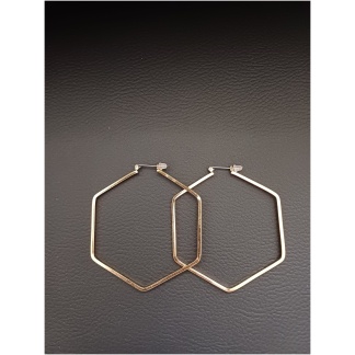 Gold Hexagon Hoop Earring