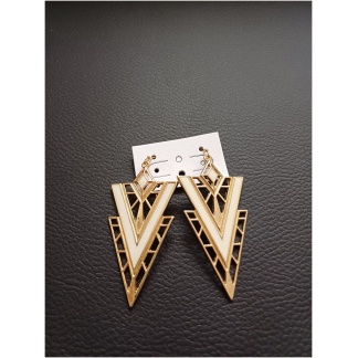 Gold Plated Cream triangle Earrings