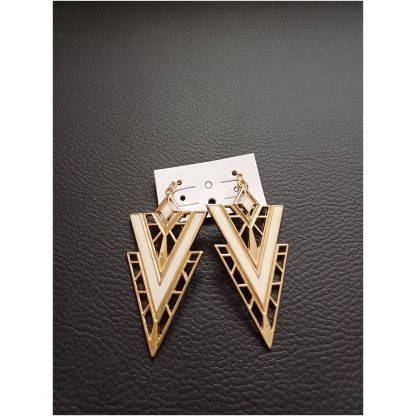 Gold Plated Cream triangle Earrings