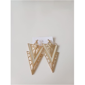 Gold Plated Cream triangle Earrings