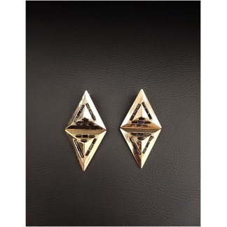 Gold Plated Double Triangle Black rock Earrings