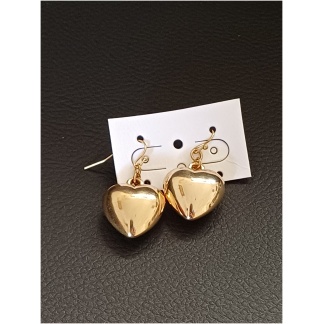 Gold Plated Puffed Heart Earrings