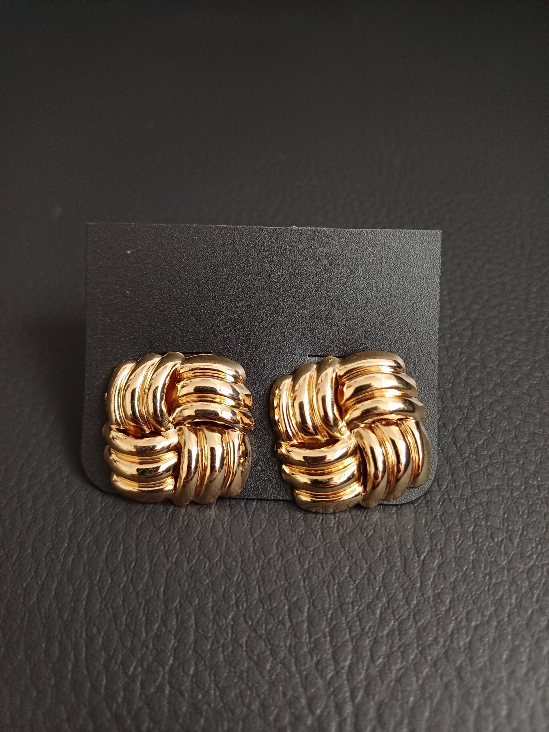 Gold Square Knot Weave Studs