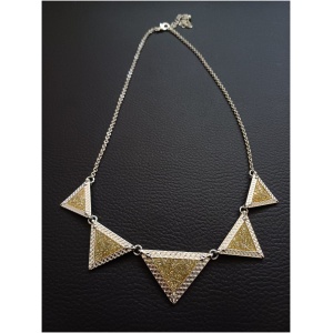 Golden Glitter Centred Silver Triangle Necklace