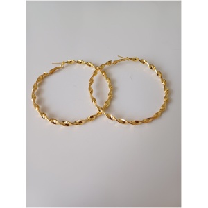 Large Gold Twisted Hoop Earring