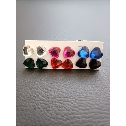 Multi Coloured Square Cut Heart Earrings