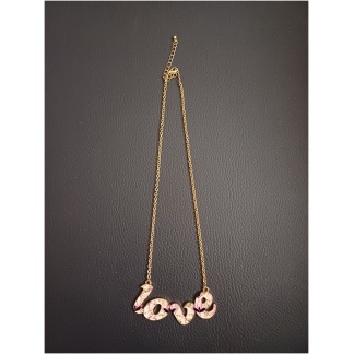 Patterned Marble Gold Love Necklace