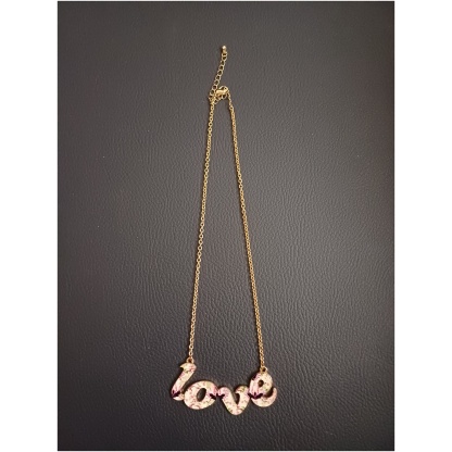 Patterned Marble Gold Love Necklace