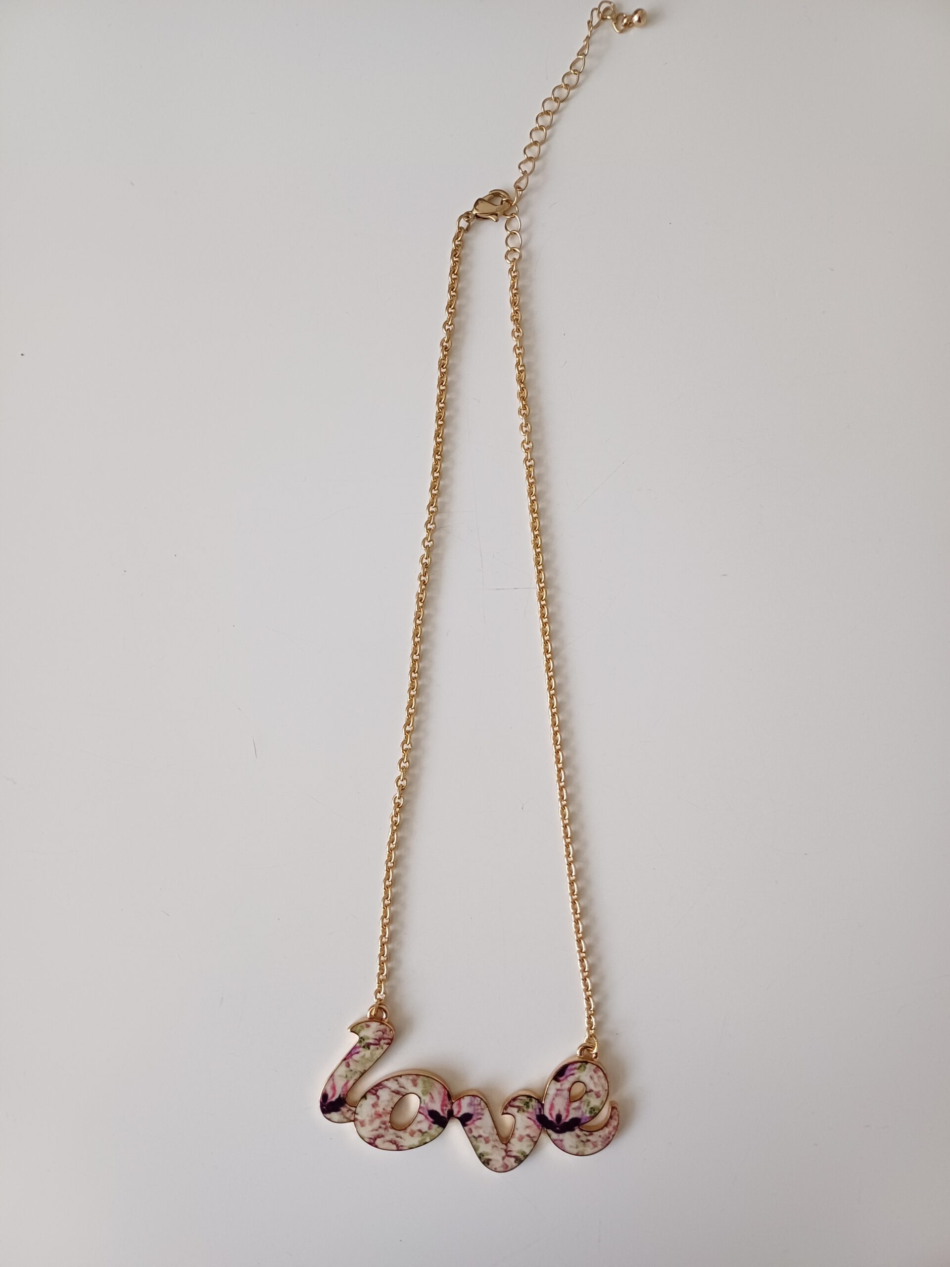 Patterned Marble Gold Love Necklace