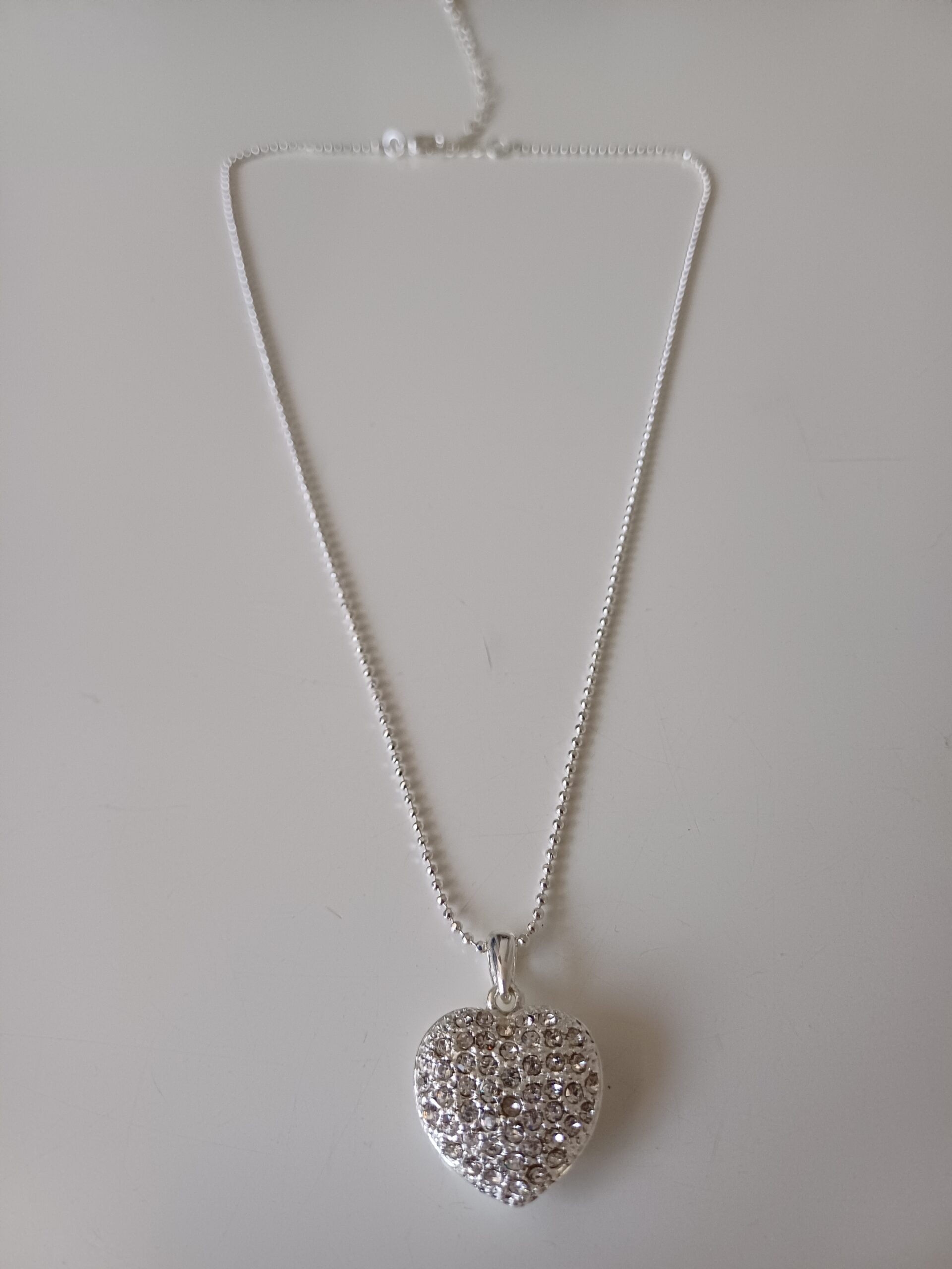 Silver Crystal Heart Necklace