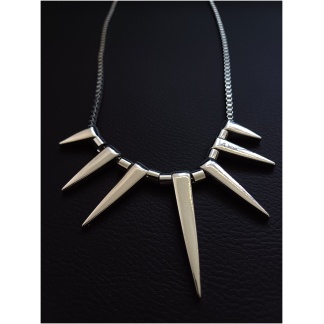 Silver Metal Spike Chain Link Necklace