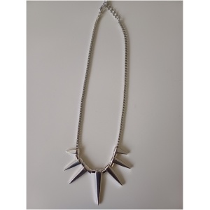 Silver Metal Spike Chain Link Necklace