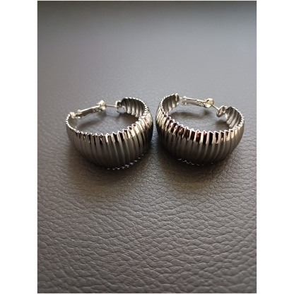 Silver Mini Ridged Hoop Earring