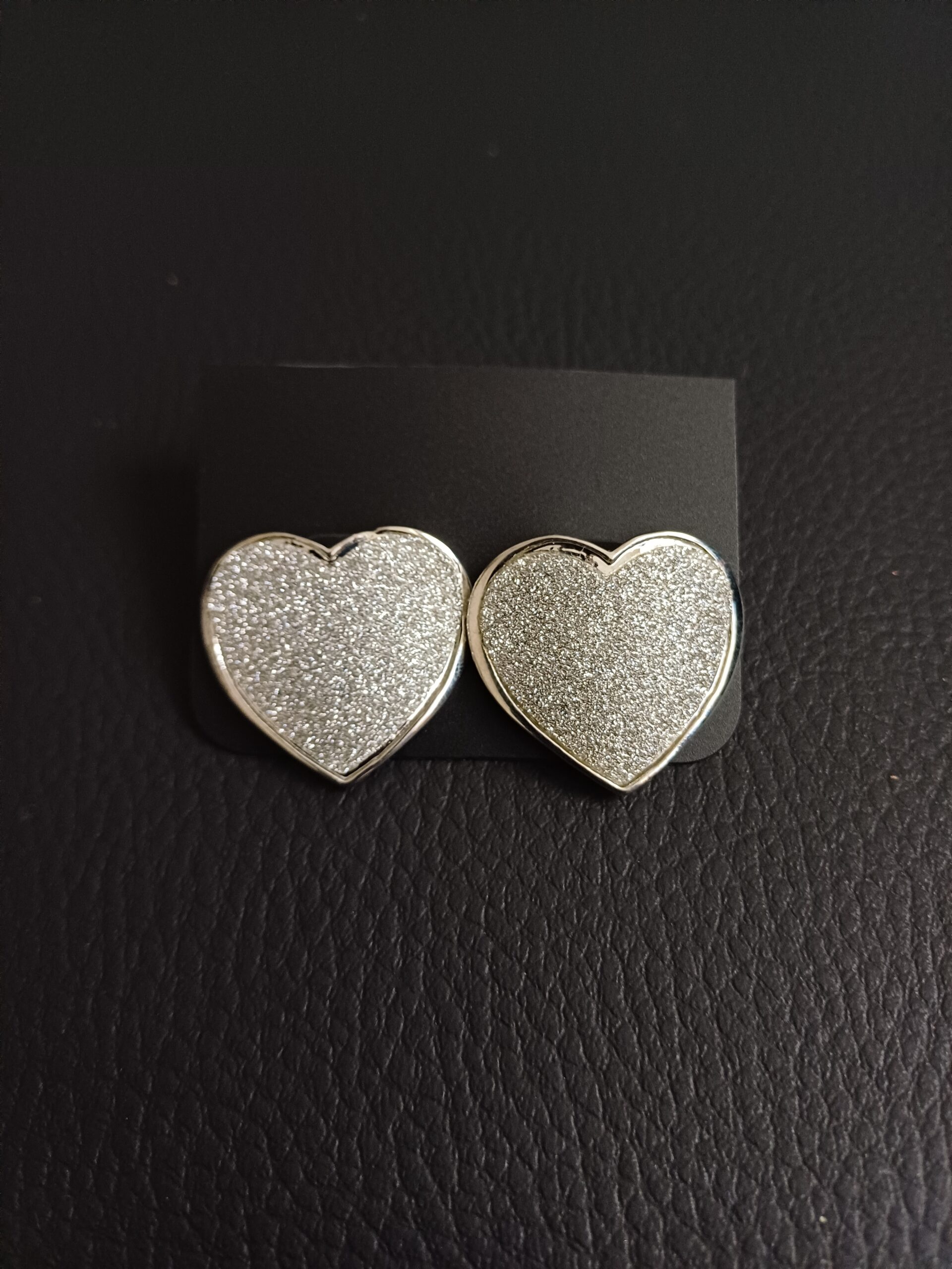 Silver Plated Glitter Heart Earrings