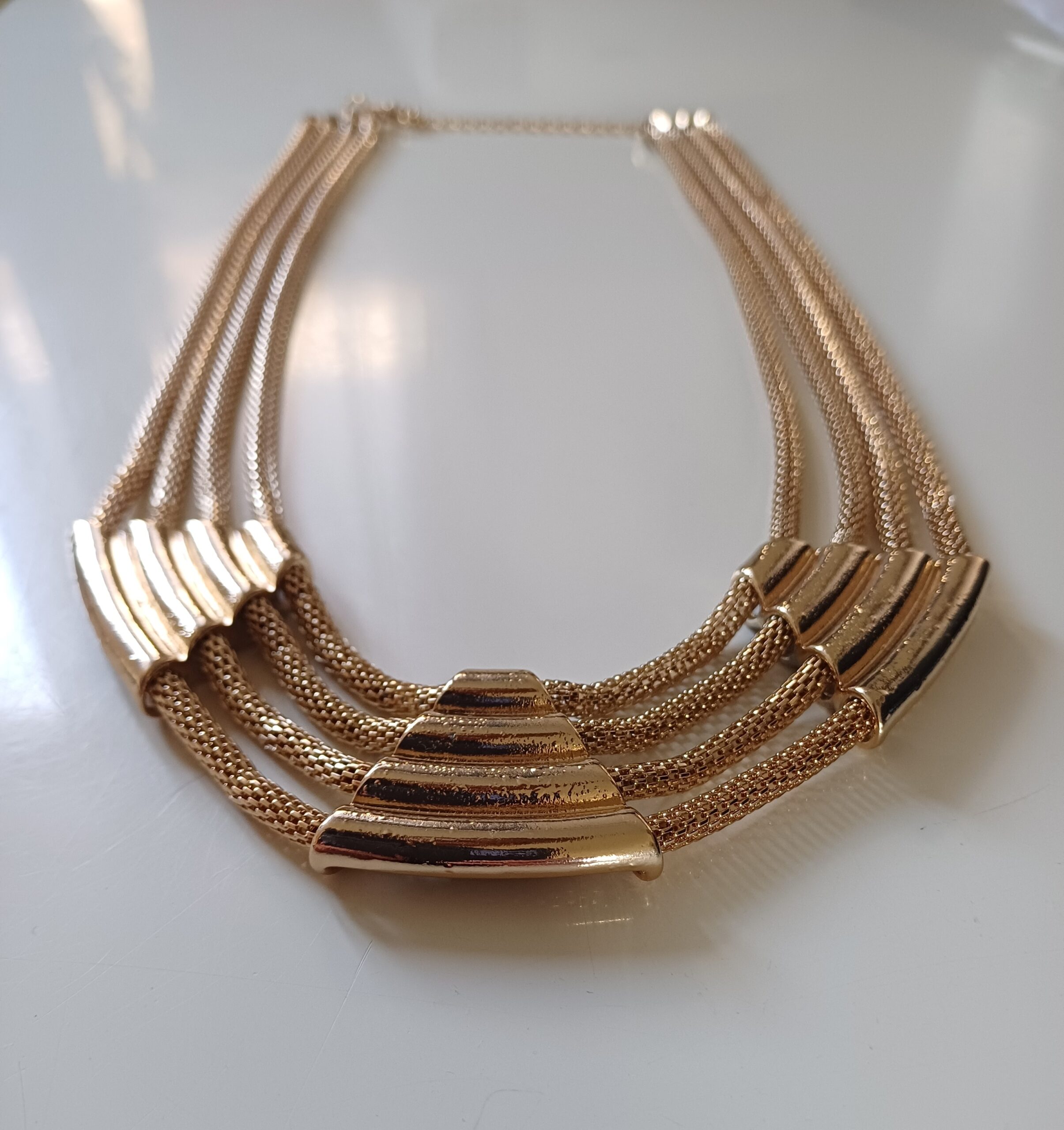 Snake Chain 4 Row Gold Collar Necklace