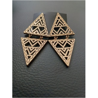 2 Drop Burnished Gold Aztec Earring