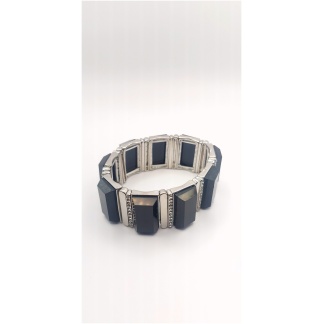 Black and silver elastic bracelet