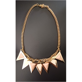 Cream and Blush Layered Gold Triangle Collar