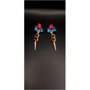 Multicoloured Gold Plated Post Earrings