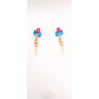 Multicoloured Gold Plated Post Earrings