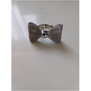 Silver Mesh Bow Ring