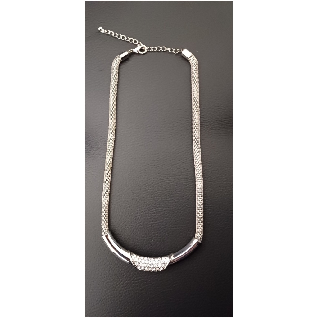 Snake Chain and Sparkle Silver Necklace