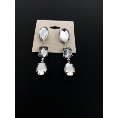 Crystal Triple Silver Earring