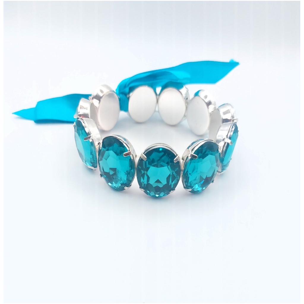 Teal Crystal Stretch Bracelet