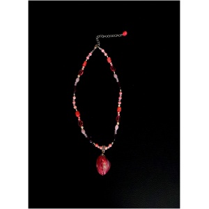 Tonal Beaded Drop Pendant Necklace