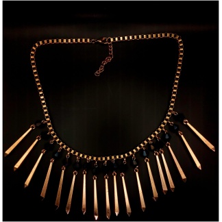 Black and Gold Bead Spike Necklace