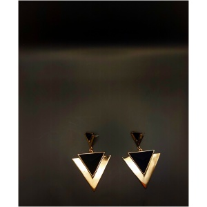 Black and Gold Double Triangle Earring