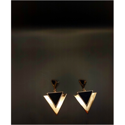 Black and Gold Double Triangle Earring