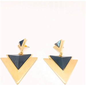 Black and Gold Double Triangle Earring