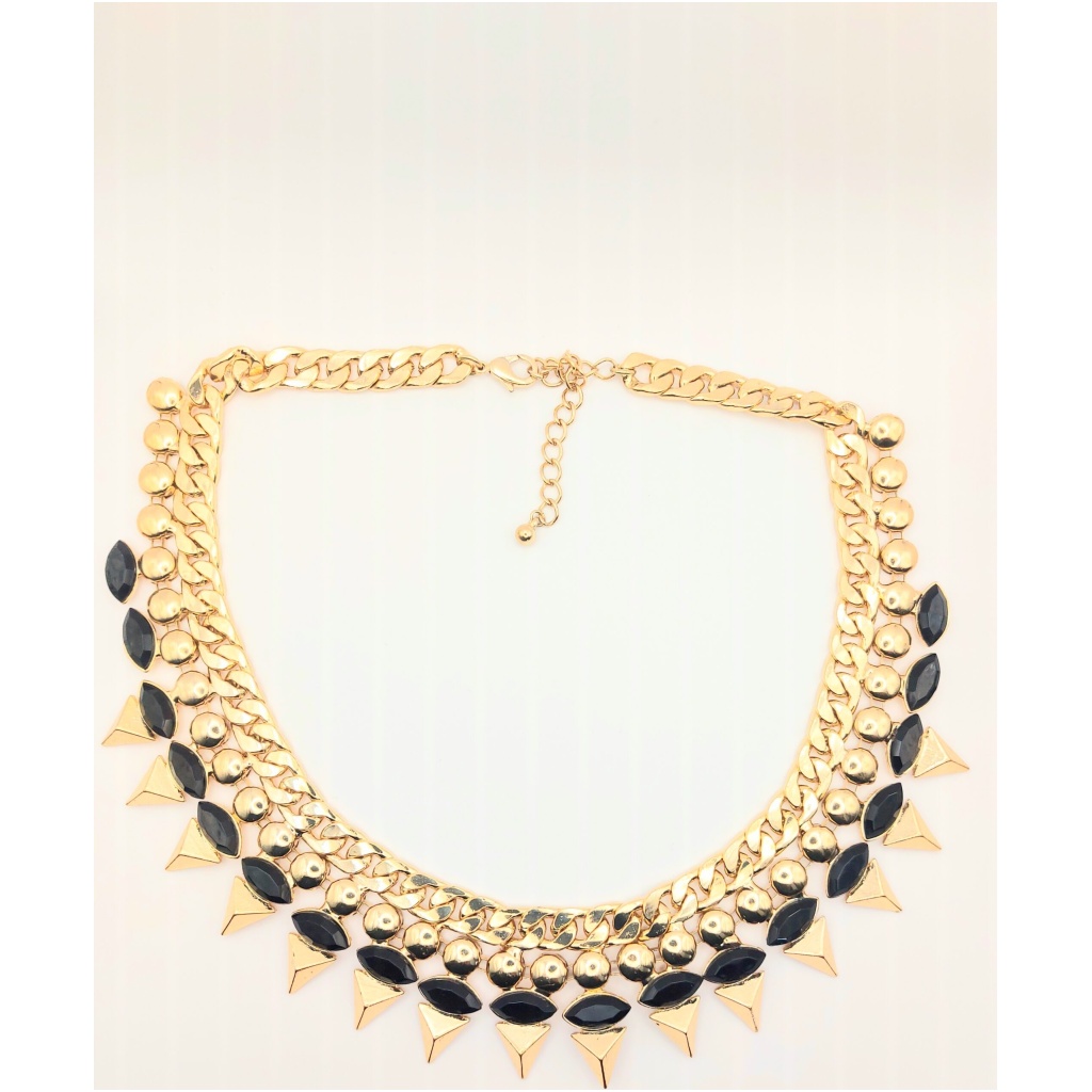 Gold and Black Rock Triangle Necklace