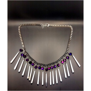 Purple and Silver Bead Spike Necklace